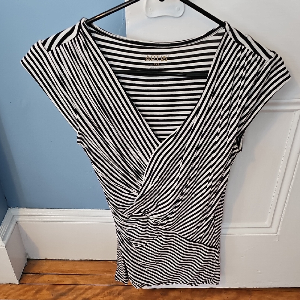 Apt. 9 Black and White Striped Blouse